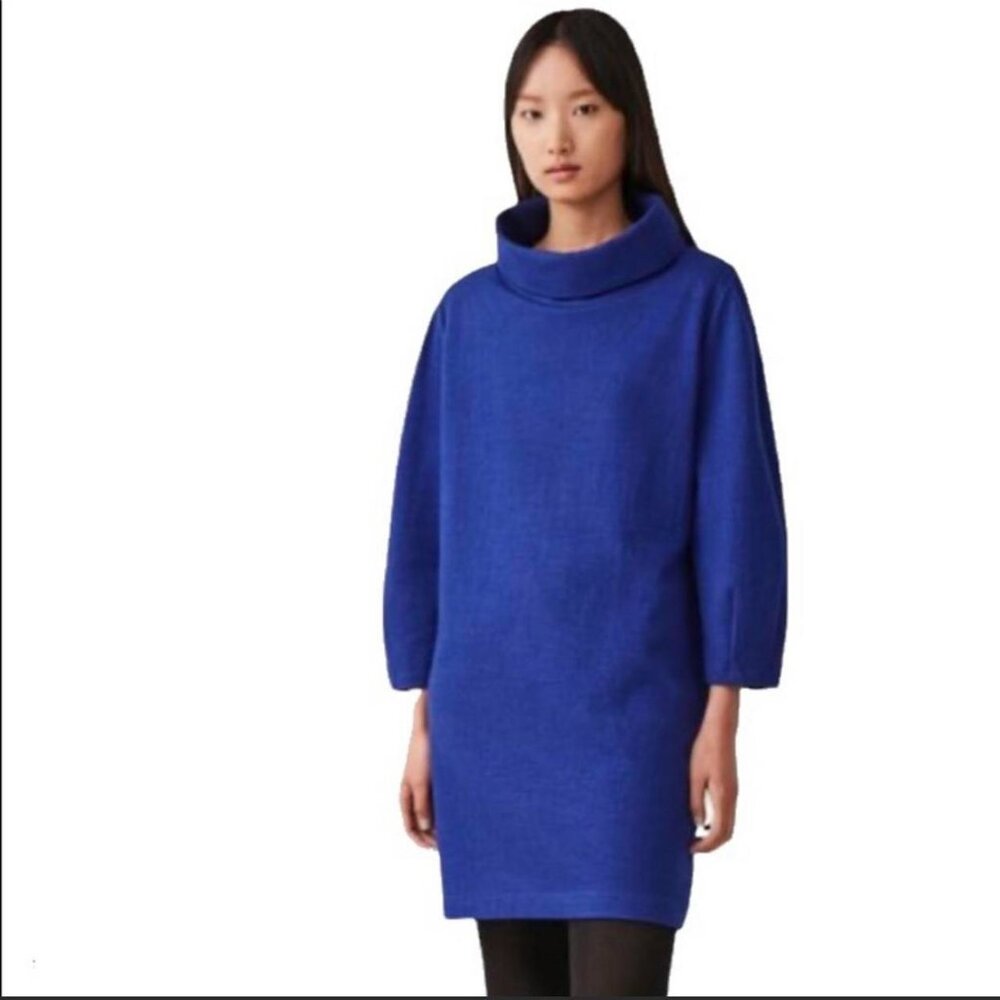 Women's royal blue cowl neck Sweater dress